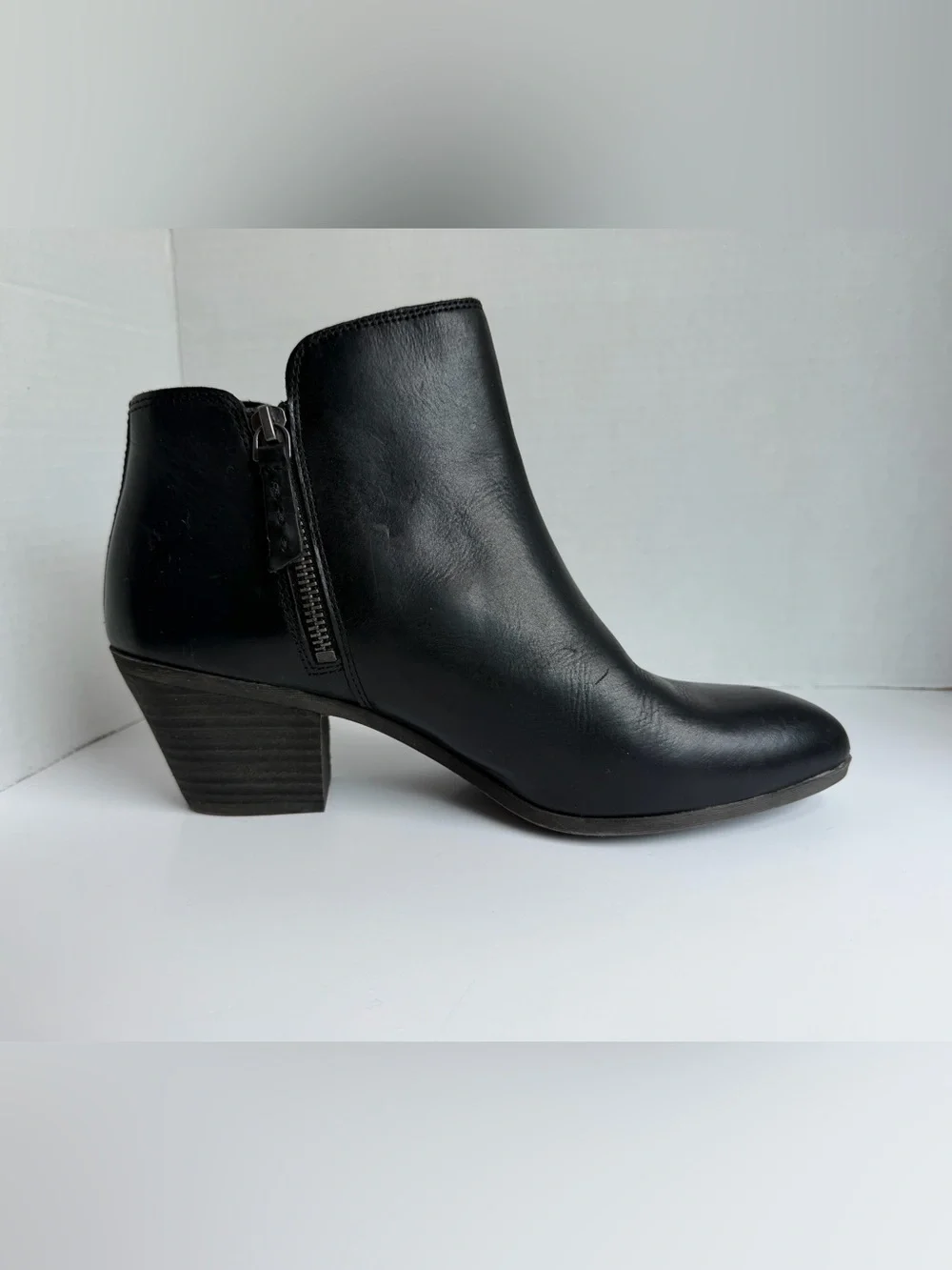FRYE Judith Leather Ankle Boots Black Booties Block Heel